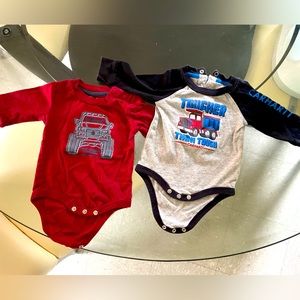 (2) Long sleeve Carharrt onesie, size 3M.